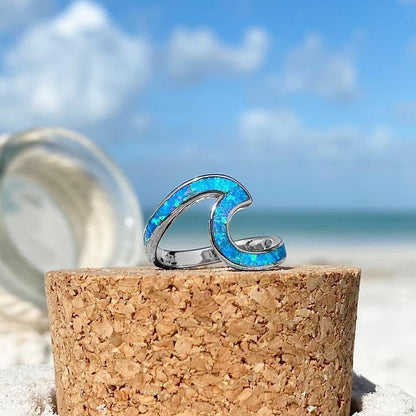 Ocean Waves Ring made of Opal and Silver