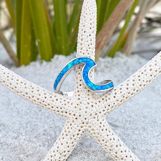 Ocean Waves Ring made of Opal and Silver