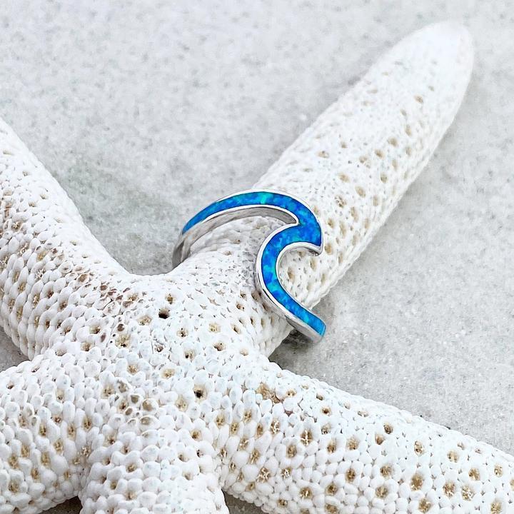 Ocean Waves Ring made of Opal and Silver