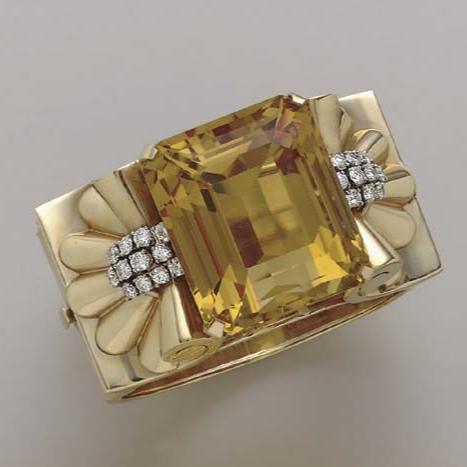 Vintage Warm Crystal Golden Ring