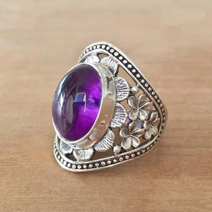 Purple gemstone flower ring