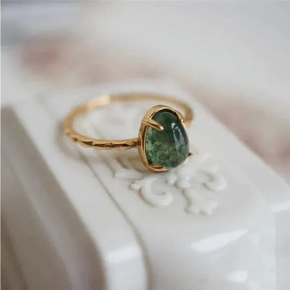 Green Water Drop Luxury Ring in Gold