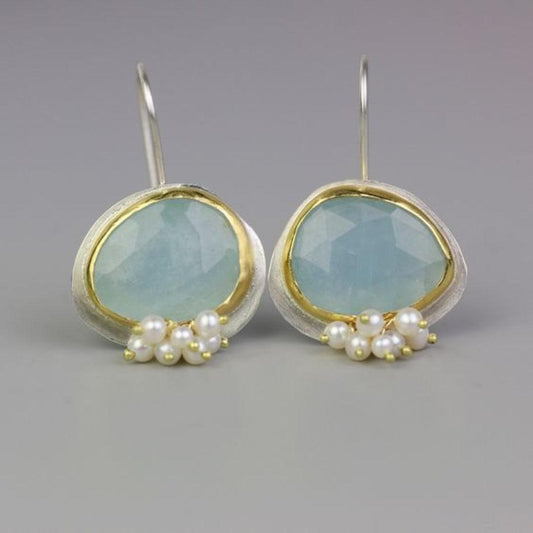 Vintage Light Blue Stone Earrings