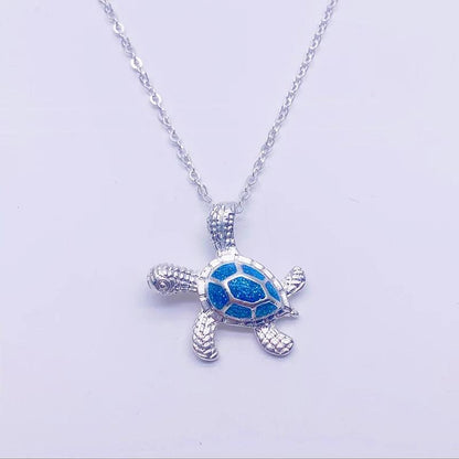 Blue Opal Sea Turtle Necklace