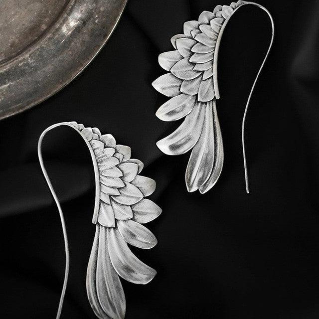 Vintage Winged Earrings in Silver