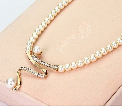 Natural Pearl Necklace + Earrings Set