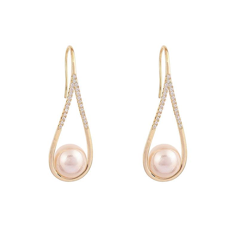 Rose Gold Pearl Earrings