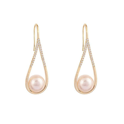 Rose Gold Pearl Earrings