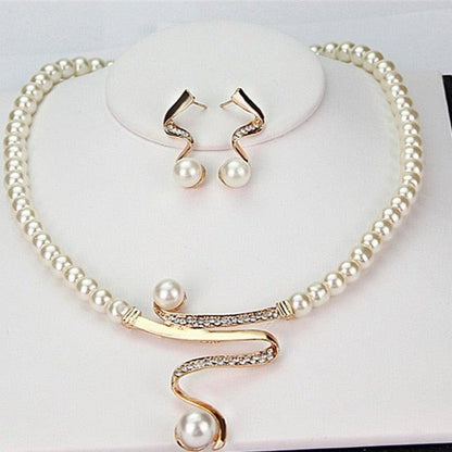 Natural Pearl Necklace + Earring Set