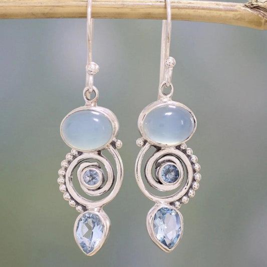 Vintage Silver Moonstone Earrings