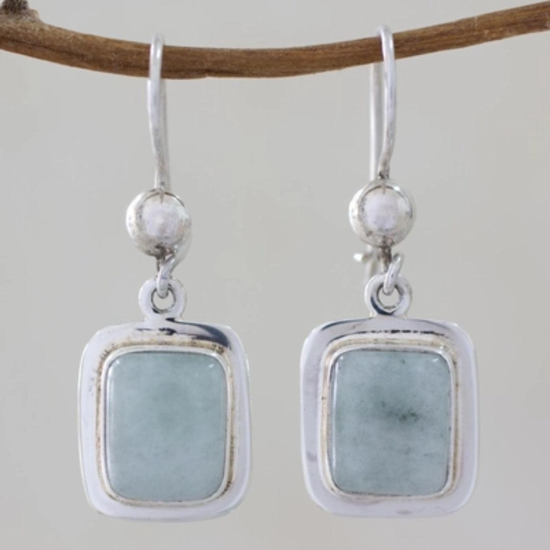 Blue Vintage Square Sterling Silver Earrings