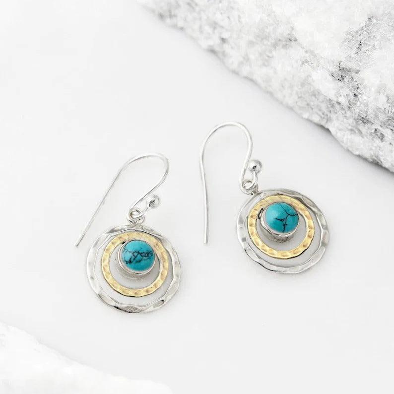 Boho Saturn with Turquoise Opal Earrings