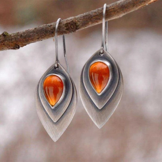 Vintage Orange Stein Earrings in Sterling Silver