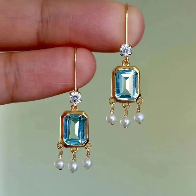 Blue Crystal Vintage Earrings