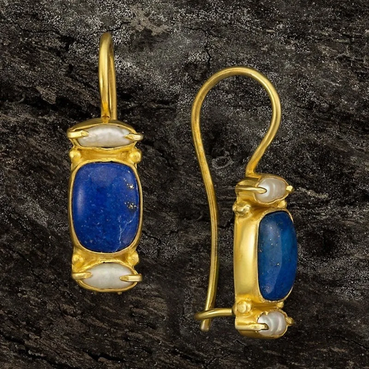 Vintage Earrings in Blue and Gold