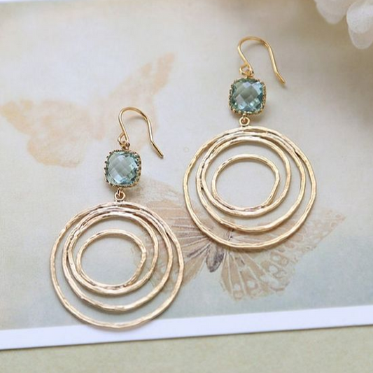 Vintage Earrings with Spiral Design in Gold and Zirconium