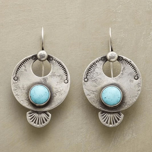 Vintage Round Turquoise Stone Earrings