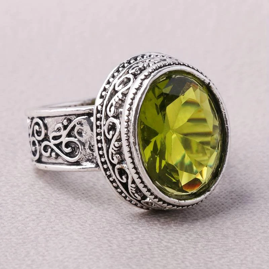 Vintage Olive Glass Ring