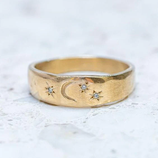 Sterling Night Ring in Vintage Gold