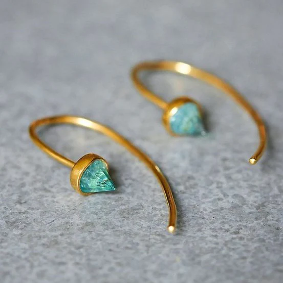 Vintage Turquoise Diamond Earrings in Gold