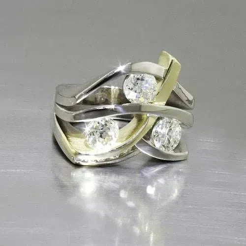 Vintage Zirconia Gold & Silver Ring