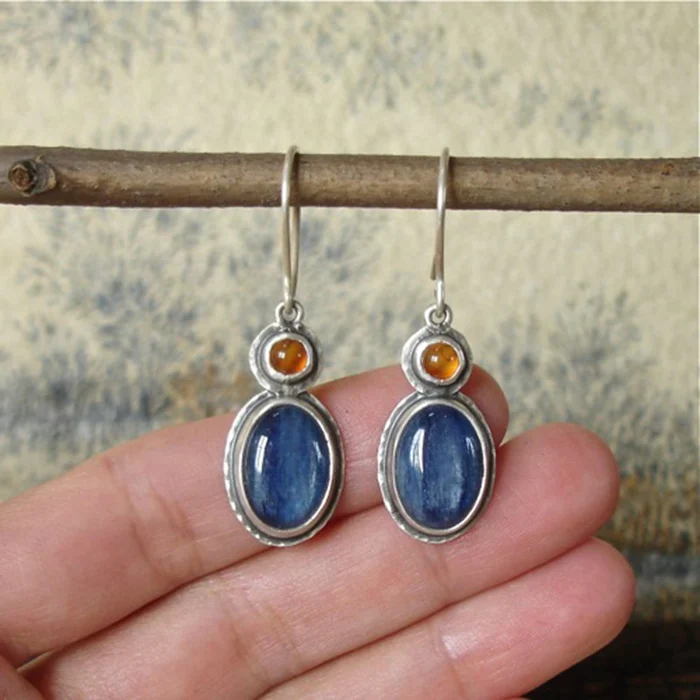 Blue and orange vintage earrings