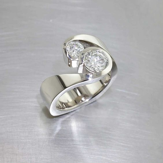 Vintage Silver Zirconia Open Ring