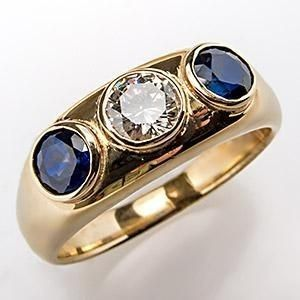 Vintage Blue Inlay Glass Zirconia Gold Ring