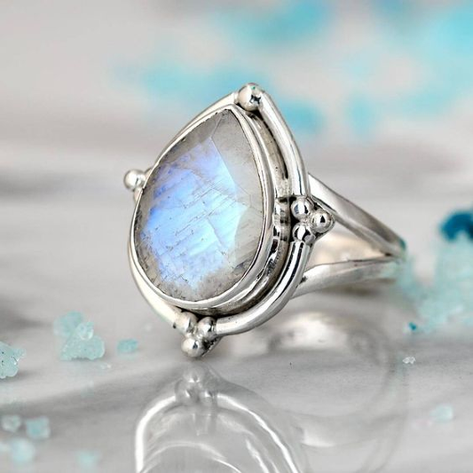 Vintage White Opal Drop-Shaped Ring