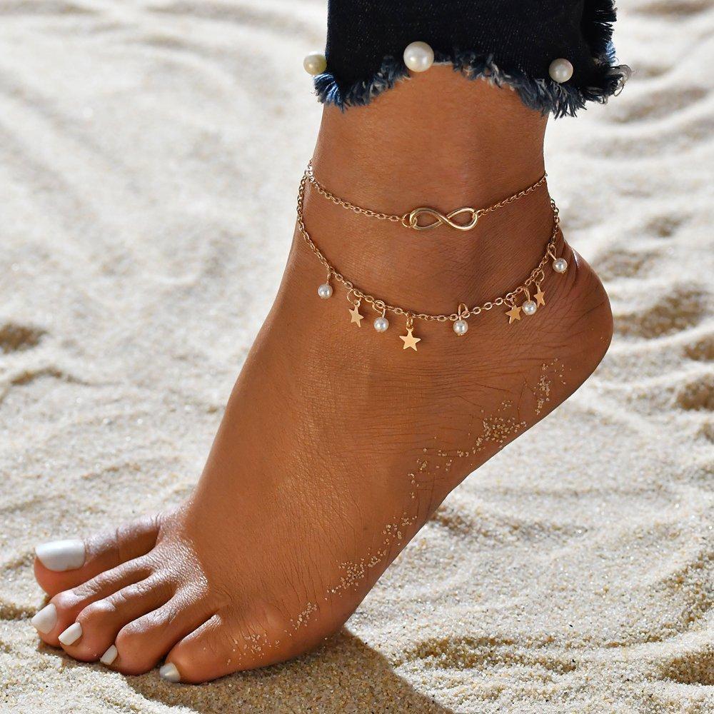 Infinite Ankle Cord Bracelet + Beads and Stars