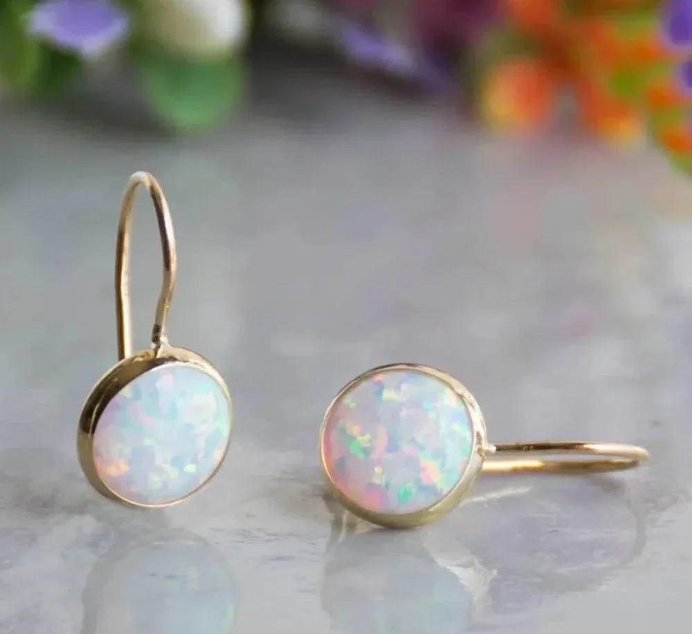 Vintage opal stone gold earrings